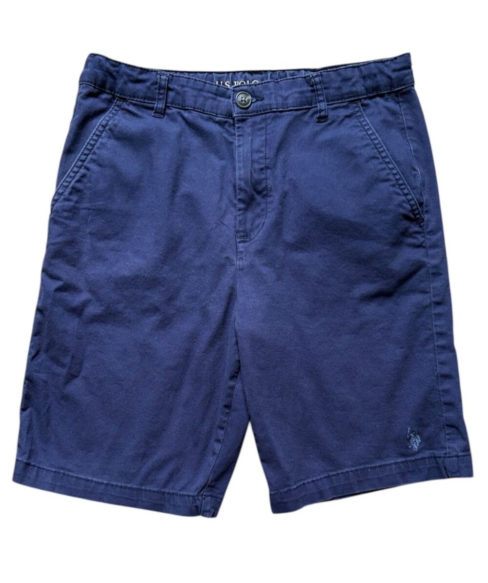 US Polo Assn. Shorts Youth Boys Size 18 Navy Blue Chino Logo Summer Casual